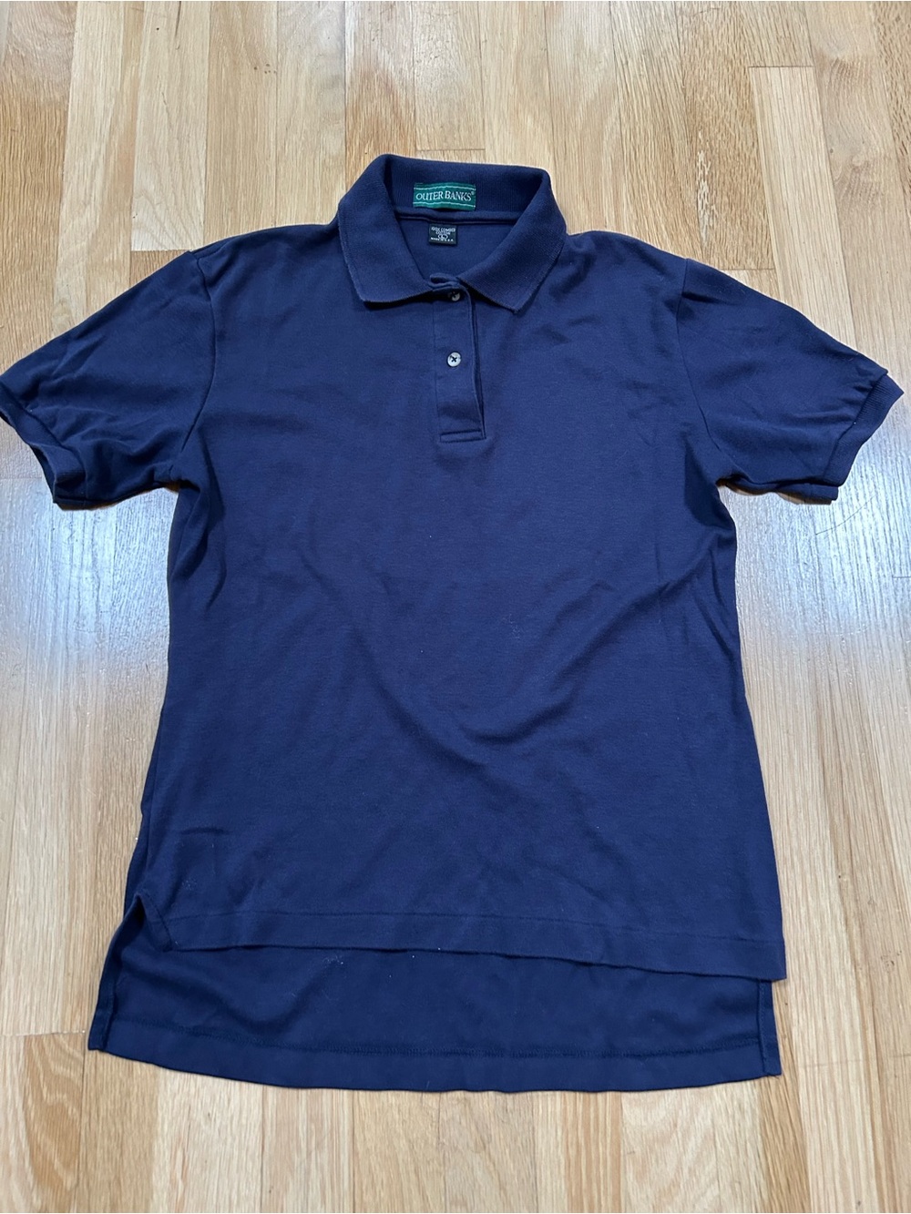 Women's Outer Banks Classic Navy Blue 100% Cotton Short Sleeve Polo Shirt - Size